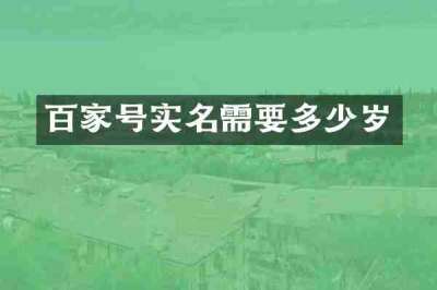 百家号实名需要多少岁