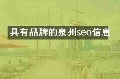 具有品牌的泉州seo信息