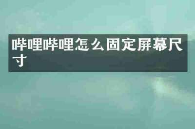哔哩哔哩怎么固定屏幕尺寸