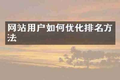 网站用户如何优化排名方法