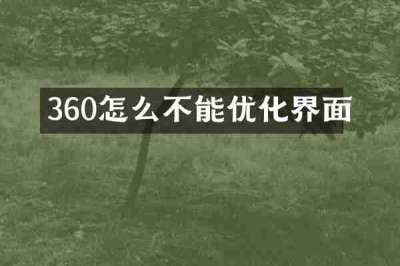 360怎么不能优化界面