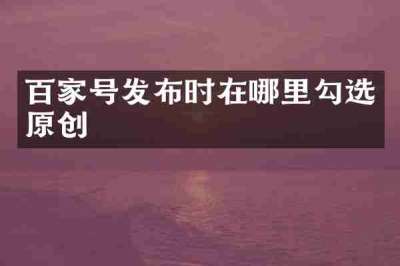 百家号发布时在哪里勾选原创