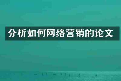 分析如何网络营销的论文