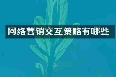 网络营销交互策略有哪些