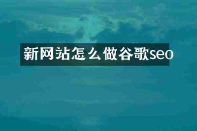 新网站怎么做谷歌seo