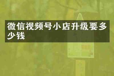 微信视频号小店升级要多少钱