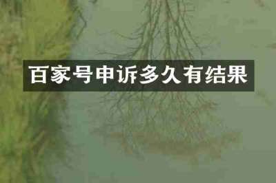 百家号申诉多久有结果