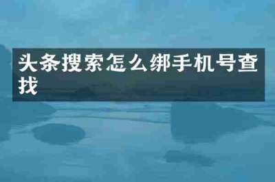 头条搜索怎么绑手机号查找