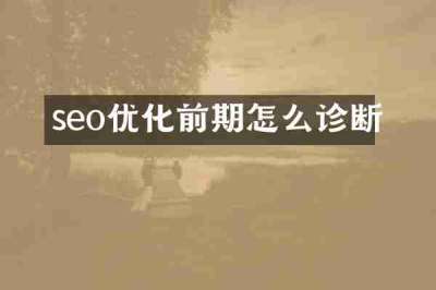 seo优化前期怎么诊断