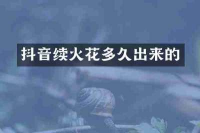 抖音续火花多久出来的