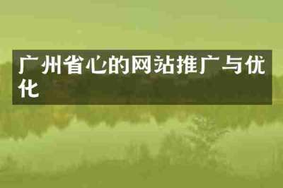 广州省心的网站推广与优化