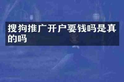 搜狗推广开户要钱吗是真的吗