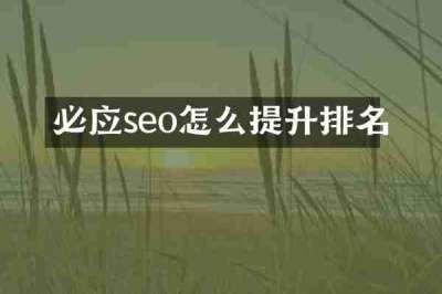 必应seo怎么提升排名