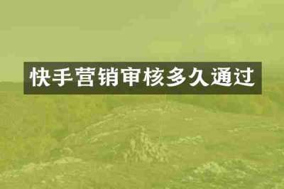 快手营销审核多久通过