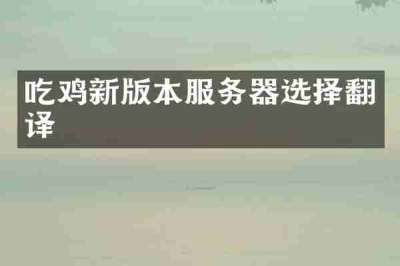 吃鸡新版本服务器选择翻译