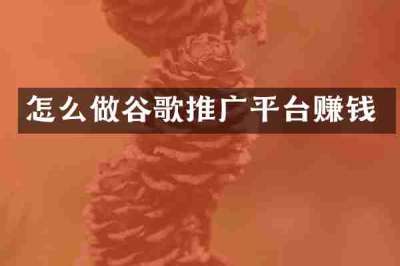 怎么做谷歌推广平台赚钱