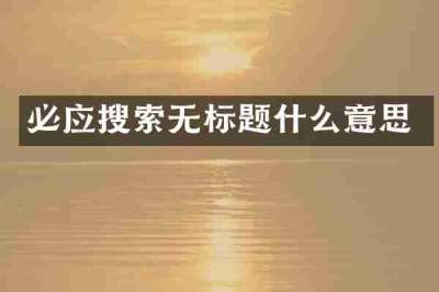 必应搜索无标题什么意思