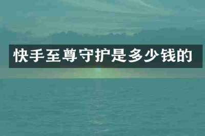 快手至尊守护是多少钱的