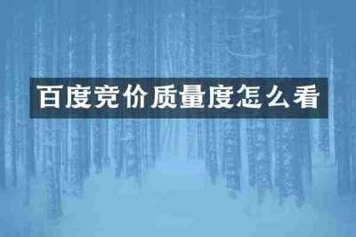 百度竞价质量度怎么看