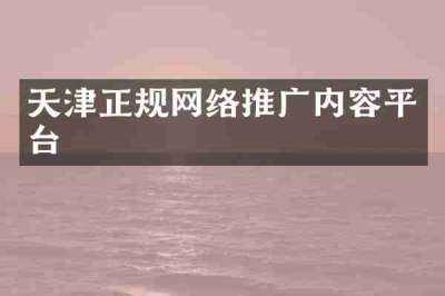 天津正规网络推广内容平台