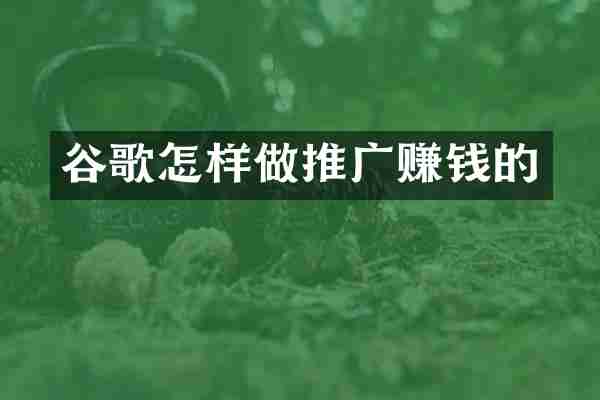 谷歌怎样做推广赚钱的