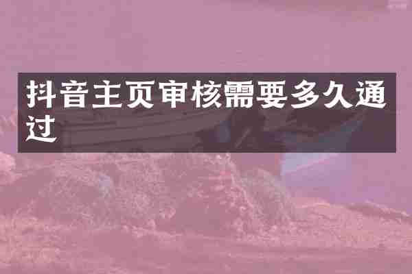 抖音主页审核需要多久通过