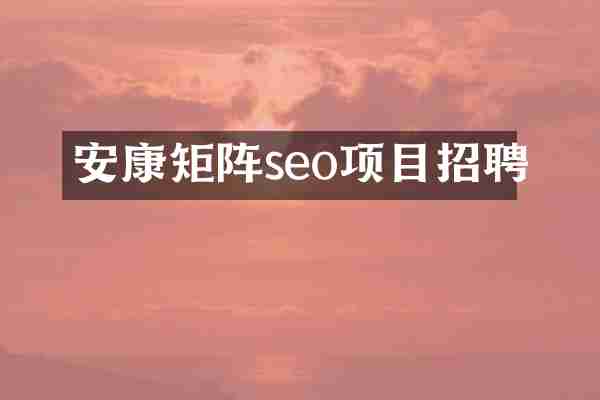 安康矩阵seo项目招聘