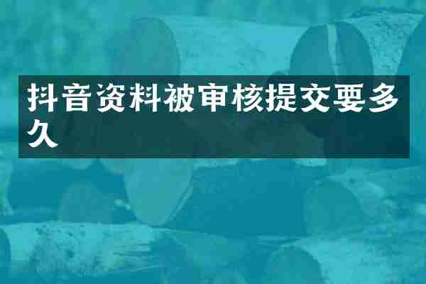 抖音资料被审核提交要多久