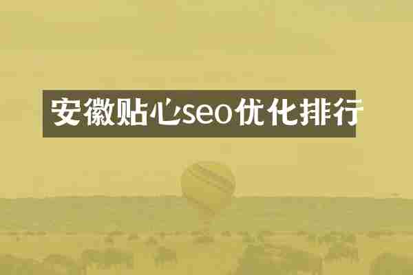 安徽贴心seo优化排行