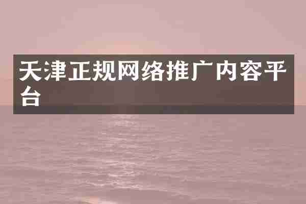 天津正规网络推广内容平台