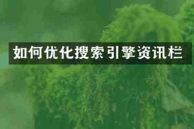 如何优化搜索引擎资讯栏