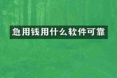急用钱用什么软件可靠
