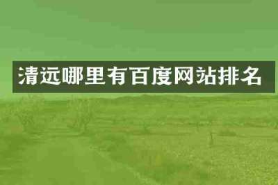 清远哪里有百度网站排名
