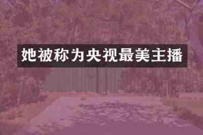 她被称为央视最美主播