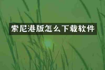 索尼港版怎么下载软件
