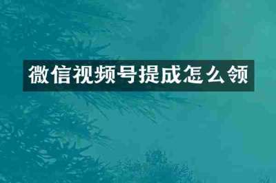 微信视频号提成怎么领
