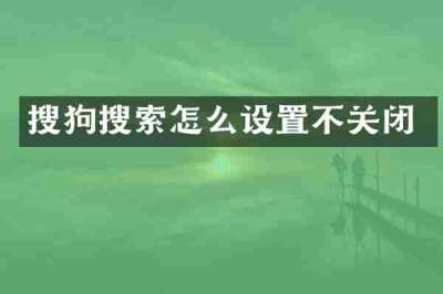 搜狗搜索怎么设置不关闭