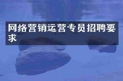 网络营销运营专员招聘要求