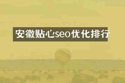 安徽贴心seo优化排行