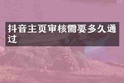 抖音主页审核需要多久通过