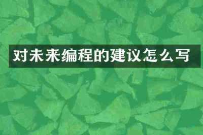 对未来编程的建议怎么写