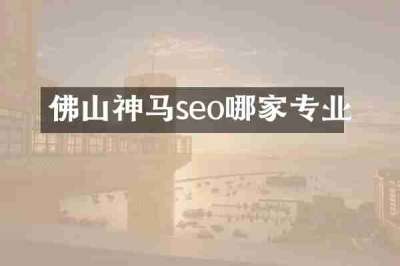 佛山神马seo哪家专业