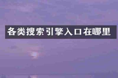 各类搜索引擎入口在哪里