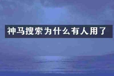 神马搜索为什么有人用了