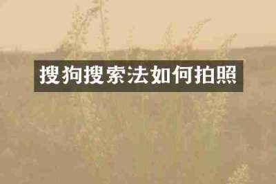 搜狗搜索法如何拍照