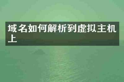 域名如何解析到虚拟主机上
