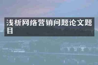 浅析网络营销问题论文题目