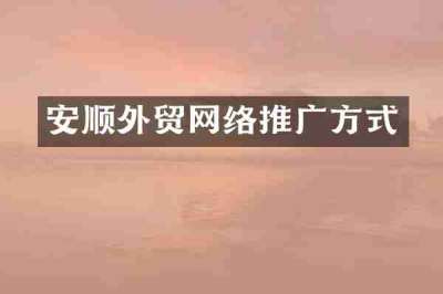 安顺外贸网络推广方式