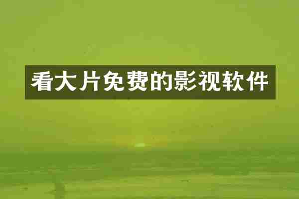 看大片免费的影视软件