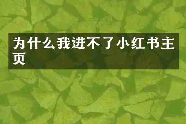 为什么我进不了小红书主页